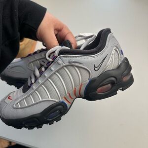 Nike Gray Sneakers with Black and Red Accents